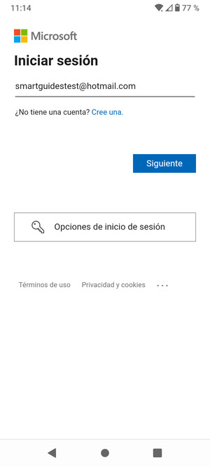Introduzca su Dirección de correo electrónico y seleccione Siguiente
