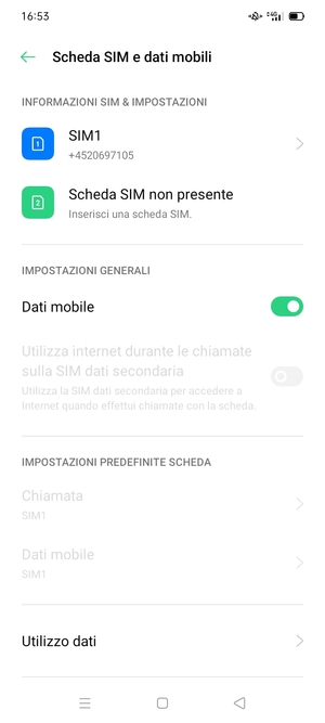 Seleziona SIM1 o SIM2