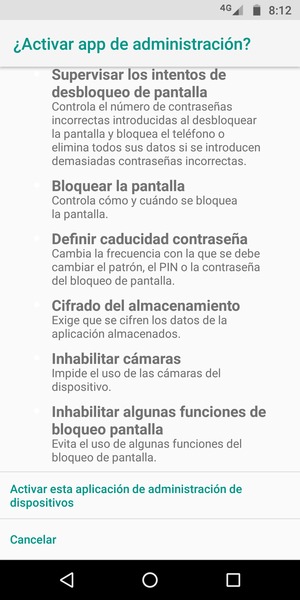 Desplácese hacia abajo y seleccione Activar esta aplicación de administración de dispositivos