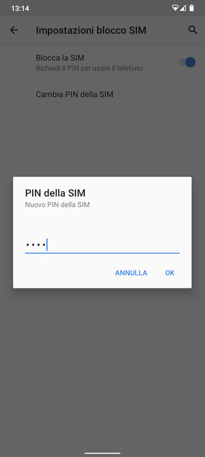 Inserisci Nuovo PIN della SIM e seleziona OK