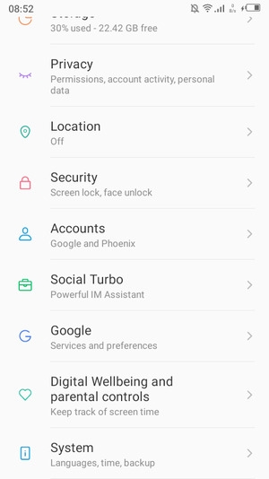 Scroll to and select System