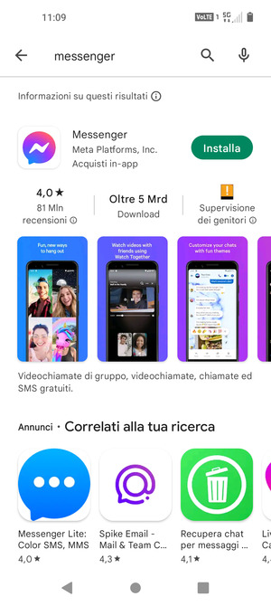 Seleziona l'applicazione