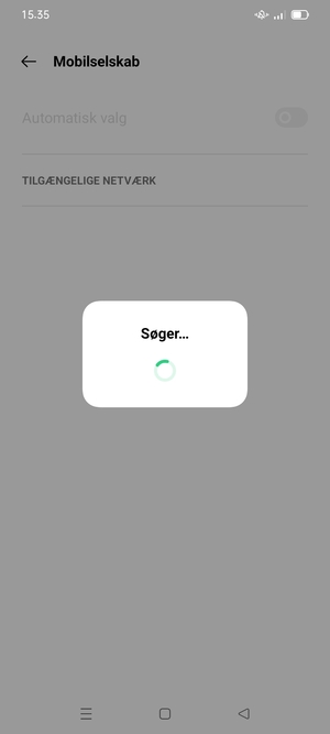 Afvent at søgningen er afsluttet