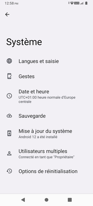 Sélectionnez Mise à jour du  système