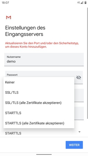 Wählen Sie Keiner und WEITER