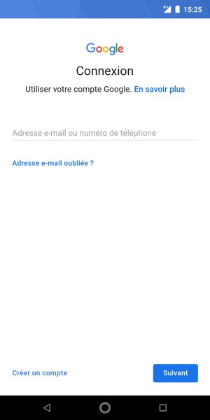 Saisissez votre adresse Gmail et sélectionnez Suivant