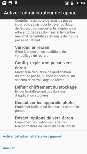 Faites défiler vers le bas et sélectionnez Activer cet administrateur de l'appareil