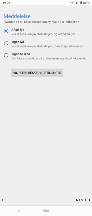 Vælg din foretrukne mulighed og vælg NÆSTE