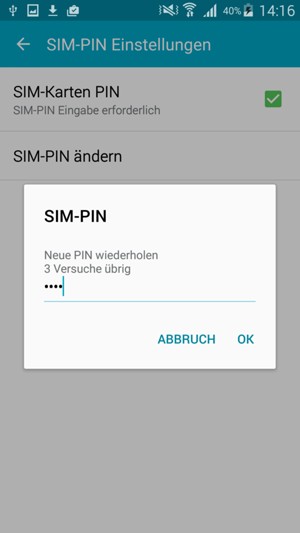 Bestätigen Sie Ihre neue SIM-PIN und wählen Sie OK