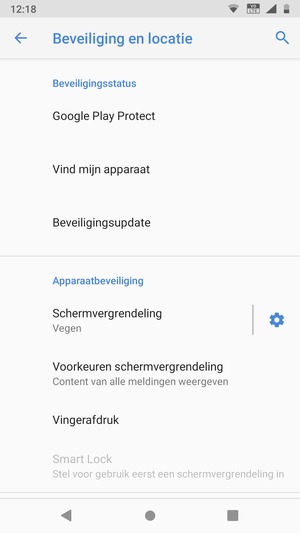 Om uw schermvergrendeling te activeren, ga naar het Beveiliging en locatie-menu en selecteer Schermvergrendeling