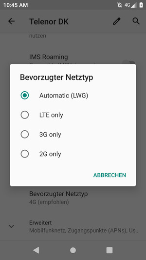 Wählen Sie die gewünschte Option