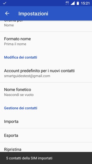 I tuoi contatti verranno salvati sul tuo account Google, e salvati sul tuo telefono la prossima volta che Google sarà sincronizzato.