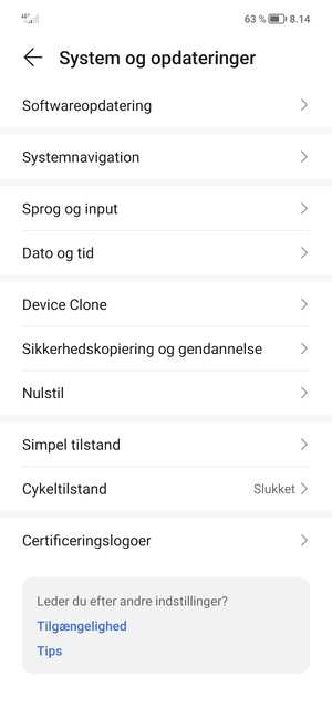 Vælg Softwareopdatering