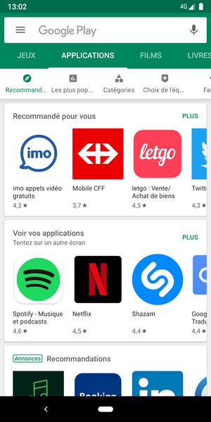 Sélectionnez la barre de Recherche