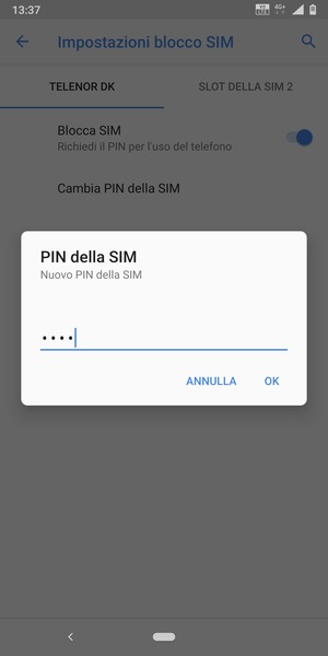 Inserisci Nuovo PIN della SIM e seleziona OK