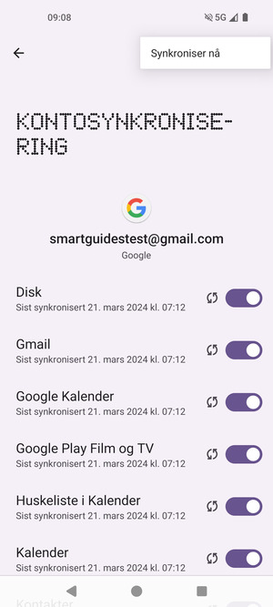 Velg Synkroniser nå