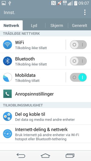 Velg Internett-deling & nettverk