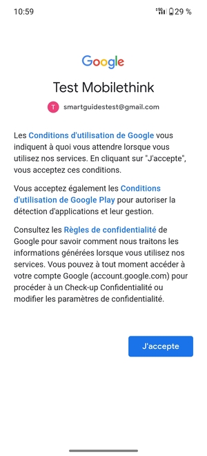 Sélectionnez J'accepte