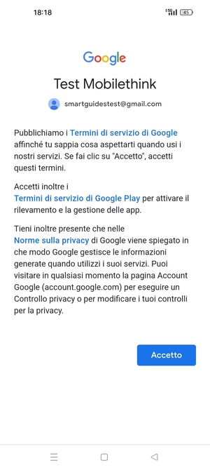 Seleziona Accetto