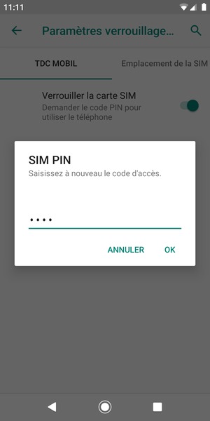 Veuillez confirmer votre nouveau code PIN et sélectionner OK
