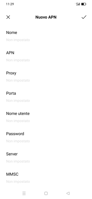 Inserisci le informazioni di Internet