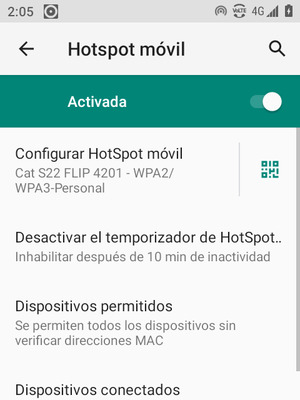 El teléfono ha sido configurado para su uso como módem