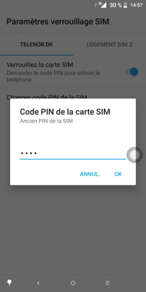 Saisissez votre Ancien PIn de la SIM et sélectionnez OK