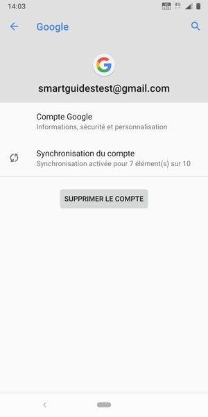 Sélectionnez Synchronisation du compte