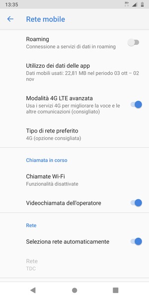 Seleziona Tipo di rete preferito