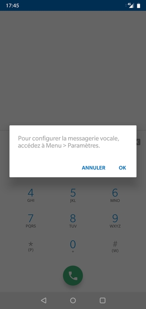 Si votre messagerie vocale n'est pas configurée, sélectionnez OK
