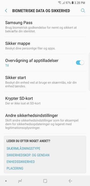 Scroll til og vælg Andre sikkerhedsindstillinger