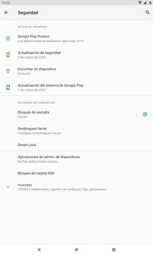 La tablet ha sido asegura con un bloqueo de pantalla