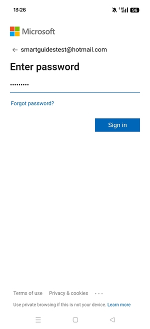 Enter your password and select Sign in