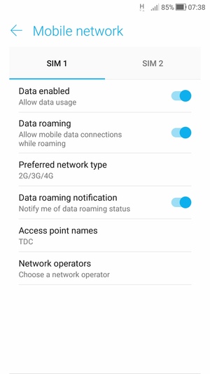 Turn Data roaming on or off