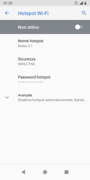 Seleziona Password hotspot