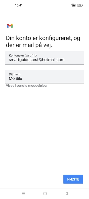 Giv din konto et navn og indtast dit navn. Vælg NÆSTE