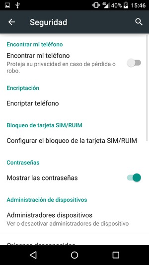 Seleccione Configurar el bloqueo de la tarjeta SIM/RUIM