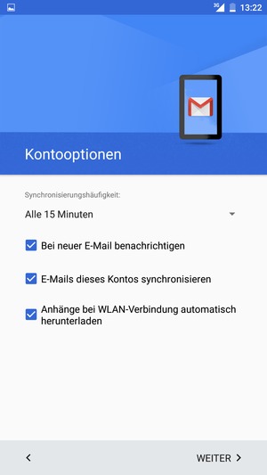 Wählen Sie WEITER