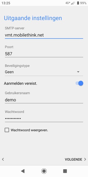 Voer Uitgaand serveradres in