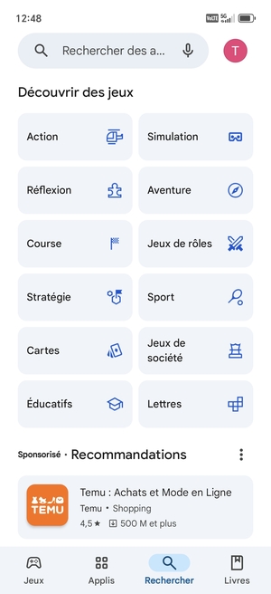 Sélectionnez la barre de Recherche