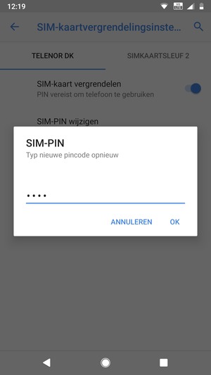 Bevestig uw nieuwe SIM-PIN en selecteer OK