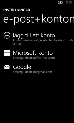 Välj lägg till ett konto