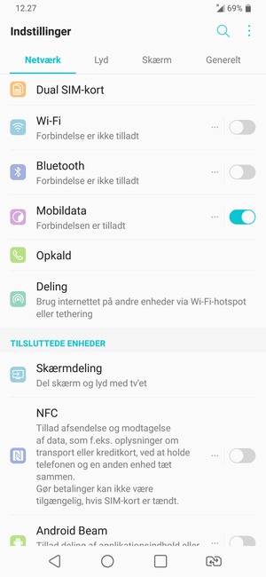 Vælg Netværk og Deling