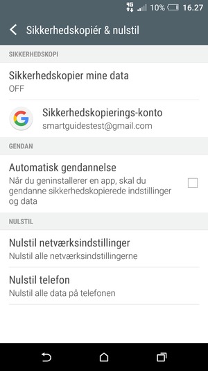 Vælg Sikkerhedskopier mine data