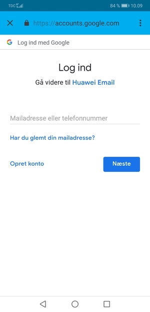 Indtast din Gmail adresse og vælg Næste