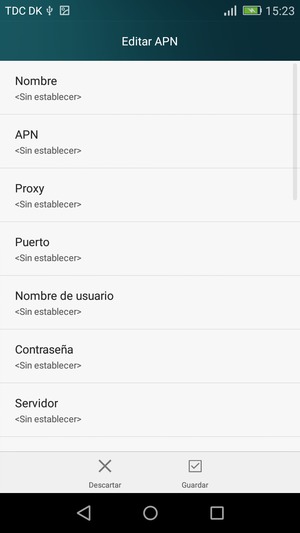 Introduzca la información de Internet