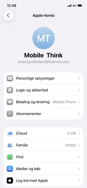 Vælg iCloud