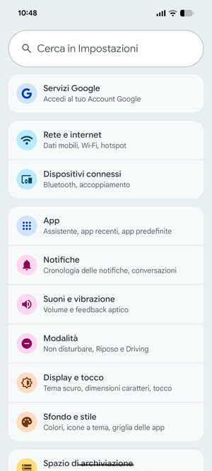 Seleziona Rete e internet