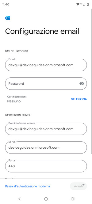 Inserisci la tua password