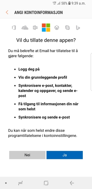 Velg Ja